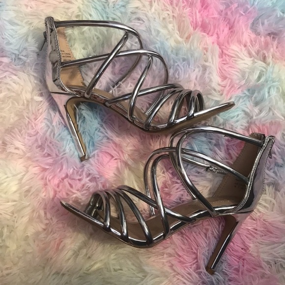 Mix No. 6 Silver Strappy Heels - Picture 3 of 9
